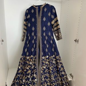 Blue Anarkali dress with slit